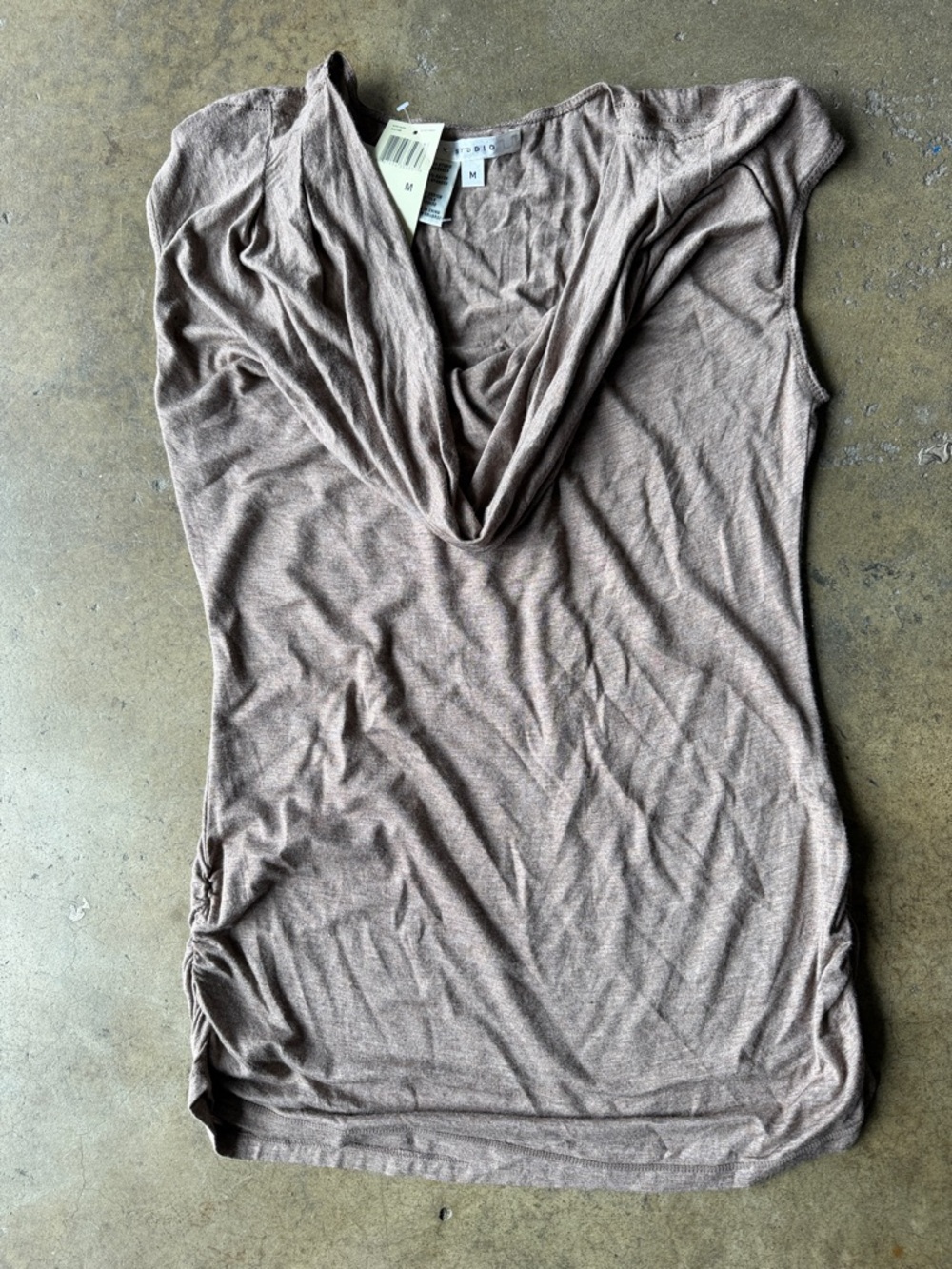 Max Studio Taupe Cowl-Neck Cap Sleeve Camisole